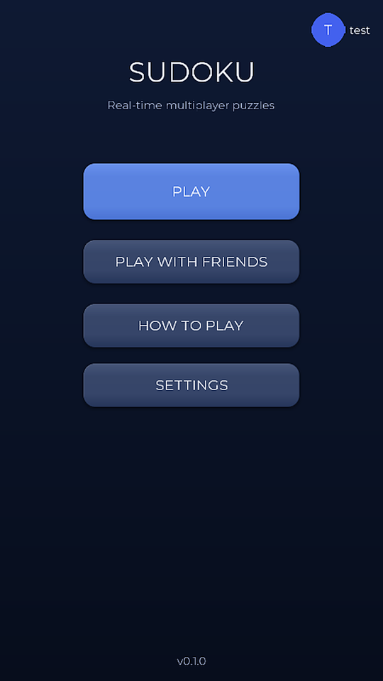The main menu: Play, Play with friends, How to play, Settings.